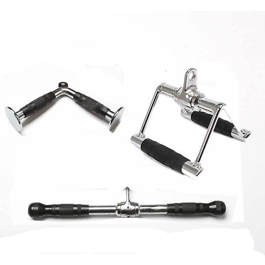 PULLEY MACHINE GRIPS SET - STRAIGHT BAR FOR TRICEPS LAT MACHINE - V-CURVED BAR FOR TRICEPS OR BICEPS BODYBUILDING