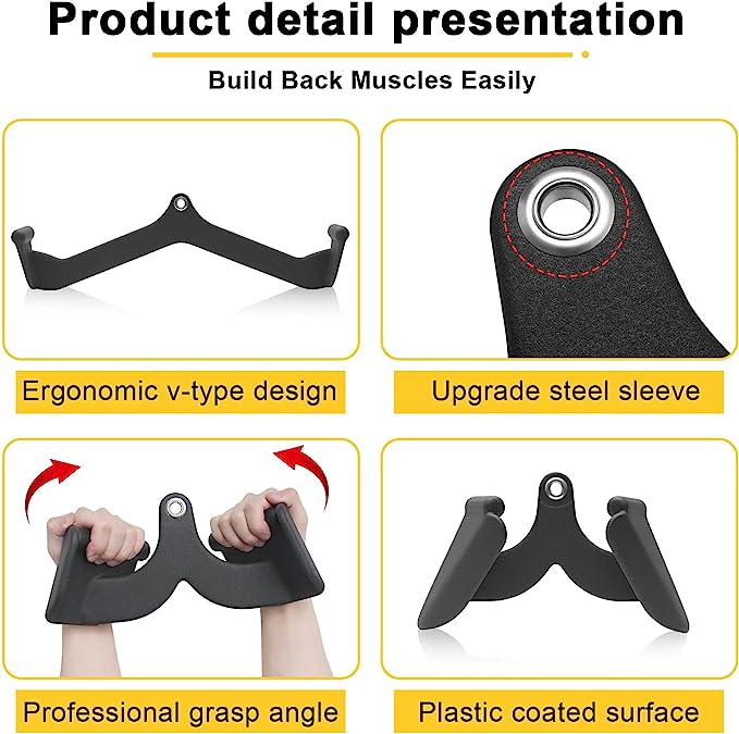 8 ACCESSORY GRIP SET Pull Down Bar Access, Workout Accessory for Gym, Fitness, Weight Lifting, Strength Training Arms, Triceps, Back, Shoulders 