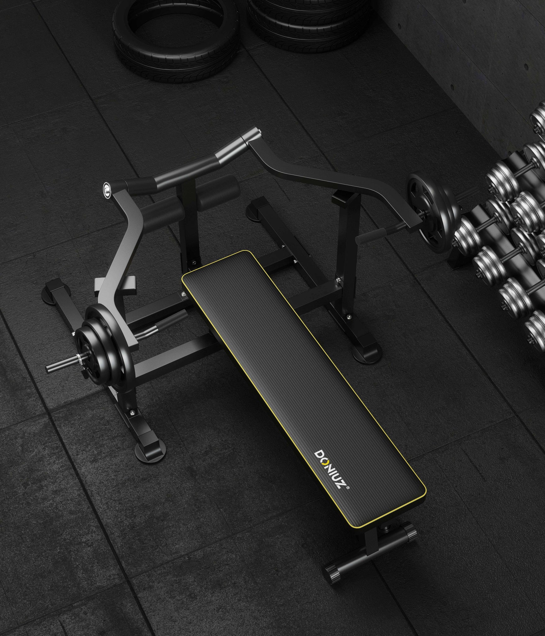 Panca Convergente Inclinabile Regolabile Bench Press Machine Supporto 75kg a lato dischi 28mm