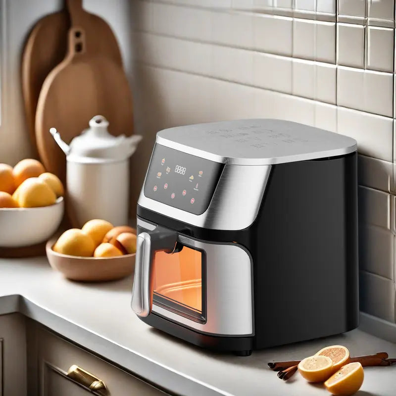 Friggitrice ad Aria 10L, 1400W con Display LCD Touch, Timer e Prenotazione, Rivestimento Antiaderente, Accessori Inclusi e Protezione Alta Temperatura