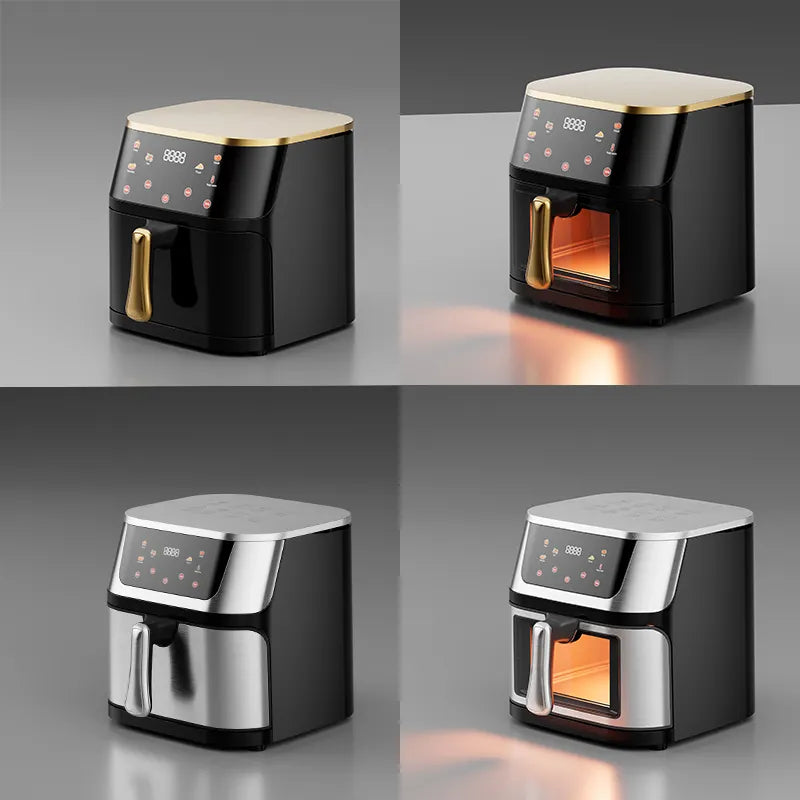 Friggitrice ad Aria 10L, 1400W con Display LCD Touch, Timer e Prenotazione, Rivestimento Antiaderente, Accessori Inclusi e Protezione Alta Temperatura