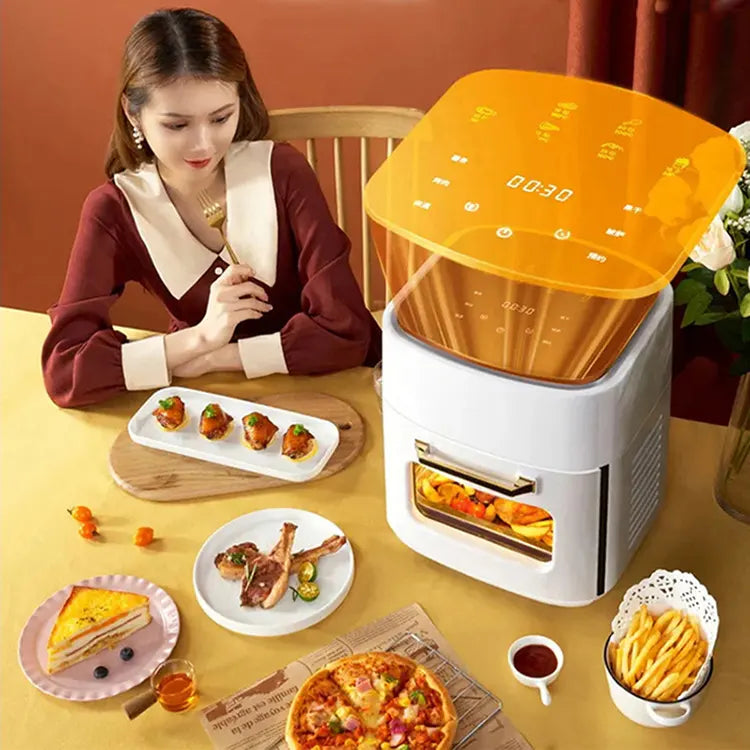 Friggitrice ad Aria 15L, 1400W con Display LCD Touch, Timer e Funzione Prenotazione, Rivestimento Antiaderente, Accessori Inclusi e Spegnimento di Sicurezza