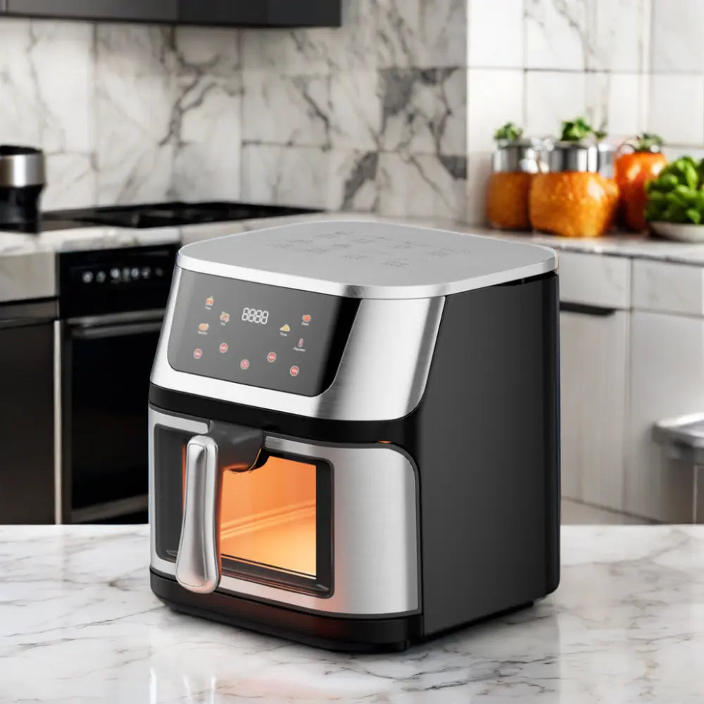 Friggitrice ad Aria 10L, 1400W con Display LCD Touch, Timer e Prenotazione, Rivestimento Antiaderente, Accessori Inclusi e Protezione Alta Temperatura