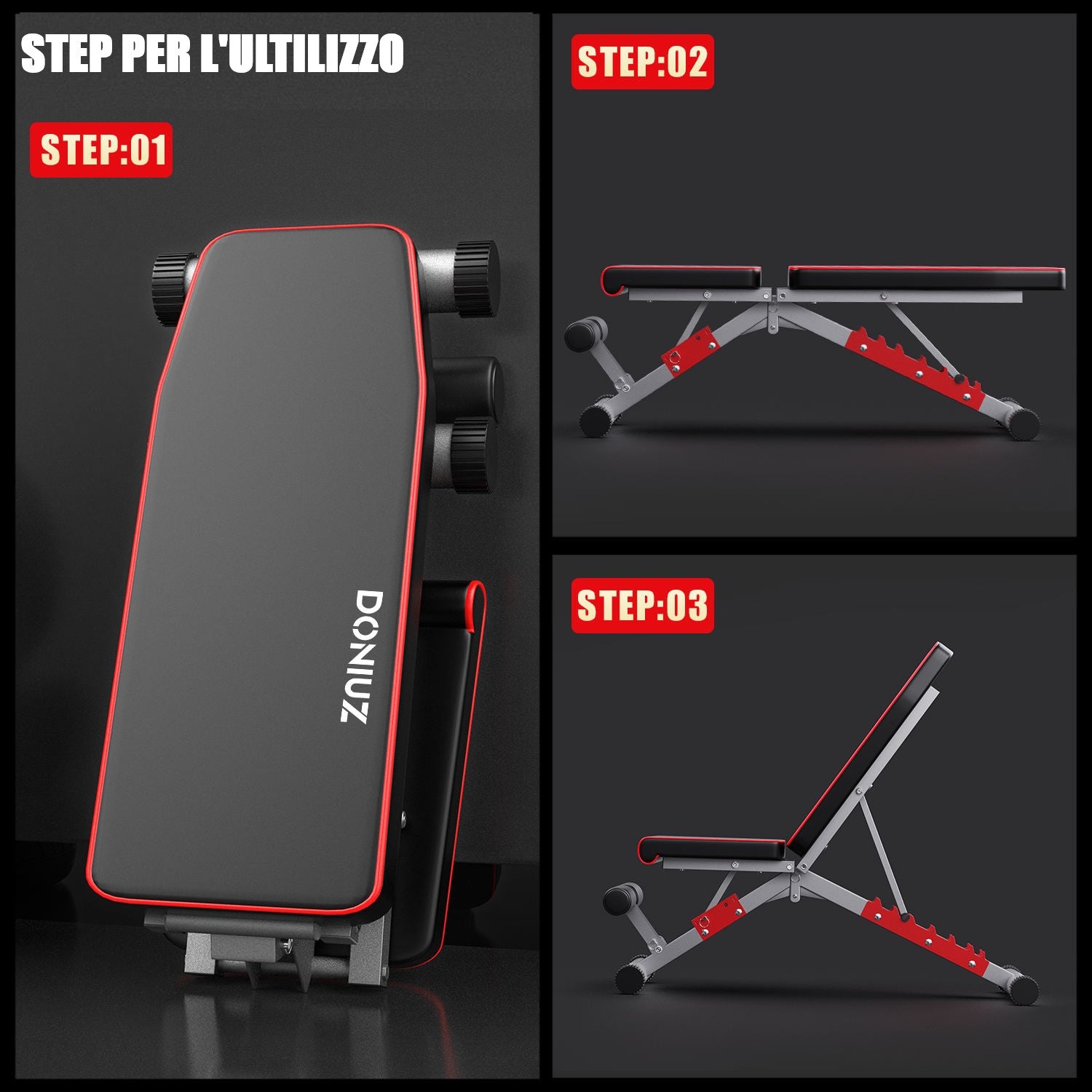 Panca Richiudibile, Pronta all'Uso e Fino a 300kg di Capacità di Supporto – Ideale per Allenamenti Completi a Casa e in palestra