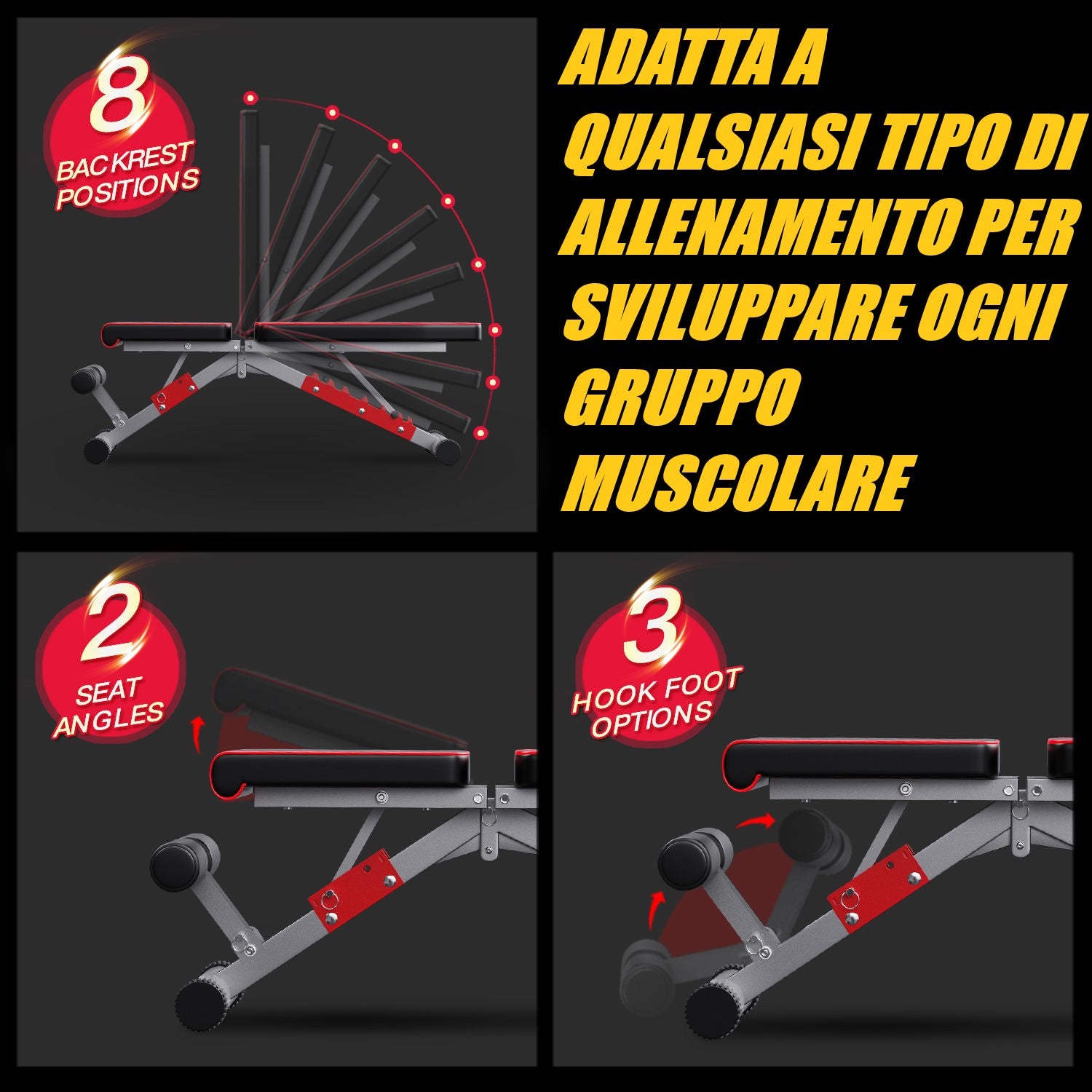 Panca Richiudibile, Pronta all'Uso e Fino a 300kg di Capacità di Supporto – Ideale per Allenamenti Completi a Casa e in palestra