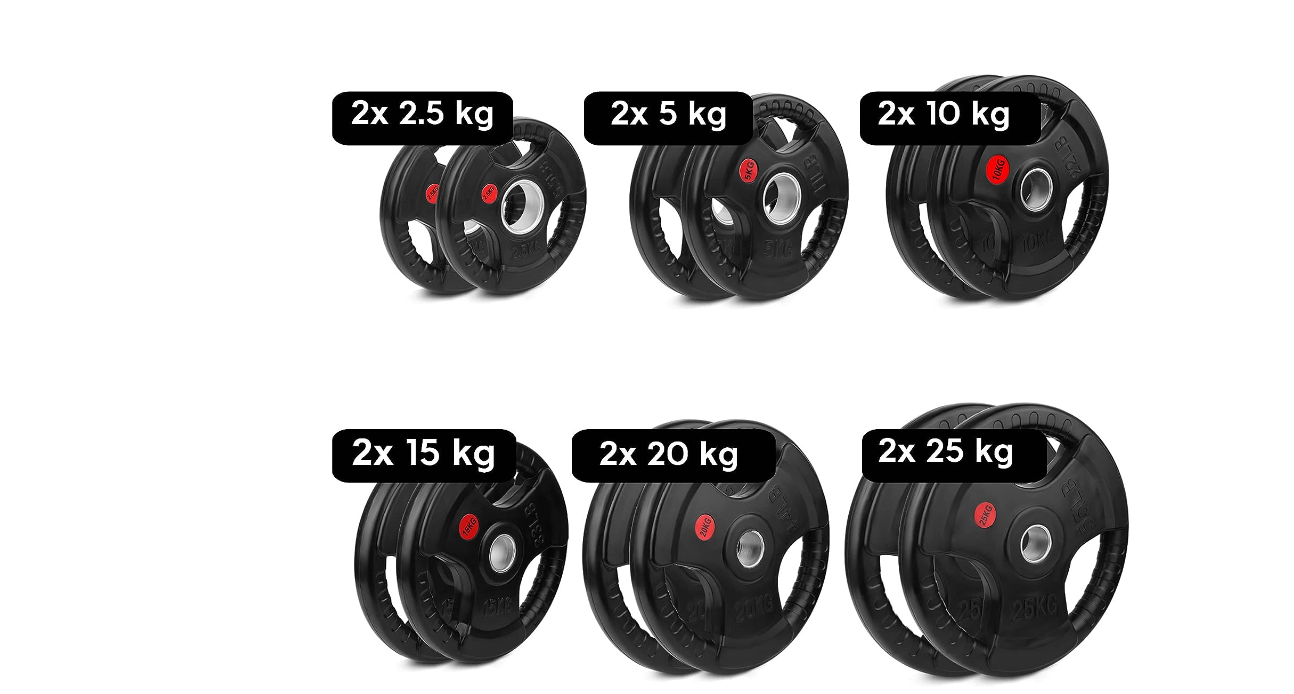 SET DA 2,5KG A 25KG (155KG) Dischi Olimpici Foro da 50 mm Dischi Peso Gommati Palestra Gym Impugnatura Antiscivolo Peso Fisso